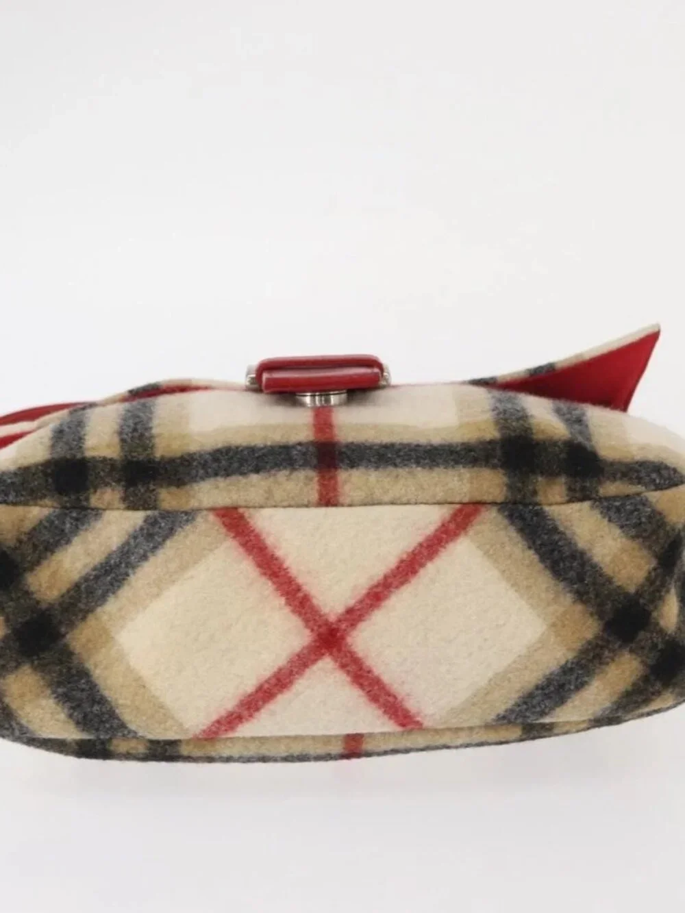 Burberrys Nova Check Shoulder Bag Wool Beige Silver Auth 161279V - Picture 7 of 16